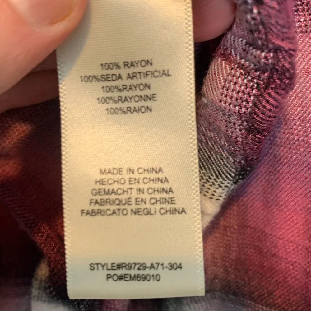 Cloth & Stone for Anthropologie Glacier Plaid Blouse Balloon Sleeves Berry Pink - Picture 5 of 5